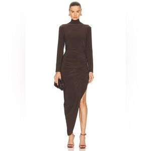 NORMA KAMALI Turtleneck Side Drape Gown